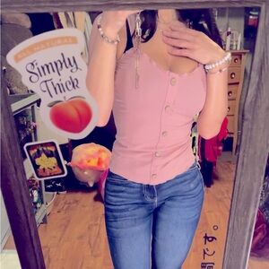 Cute buttoned up pink tank top